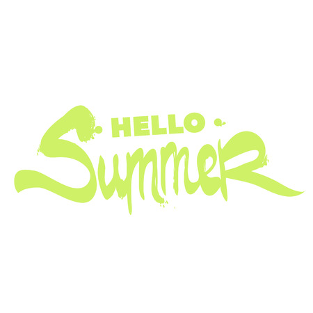 Beautiful inscription Hello summer on a white backgroundのイラスト素材