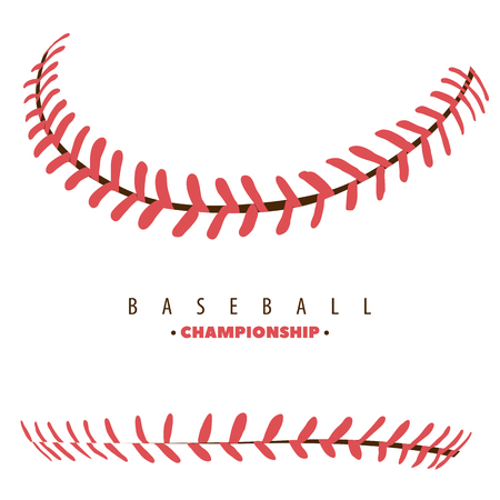 baseball competition poster red stitchingのイラスト素材