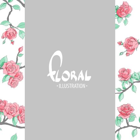 Exquisite roses with a place for your inscription vectorのイラスト素材