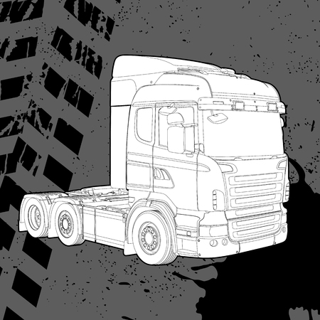 Truck vector on a gray backdropのイラスト素材