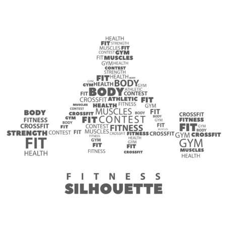 Silhouette of an athlete with a barbell on a white backgroundのイラスト素材