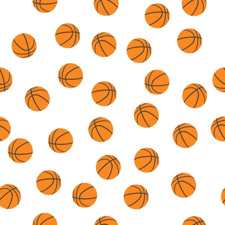 A lot of basketballs on a white background seamlessのイラスト素材