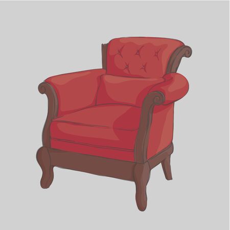 Designer wooden armchair for a rich interior with burgundy upholsteryのイラスト素材