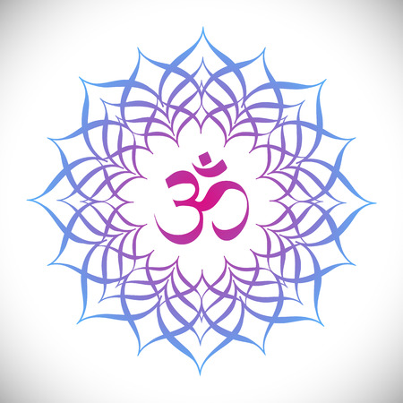 Colorful Mandala with omkara sign inside vector illustration