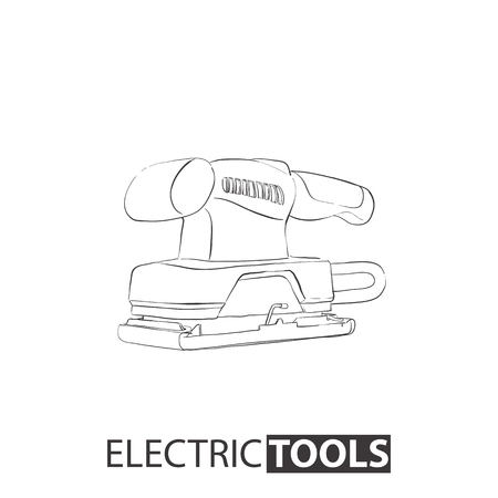 Hand drawn vibration sander machine vector illustrationのイラスト素材