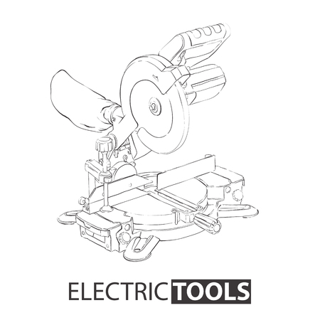 Motor saw in black and white colorsのイラスト素材