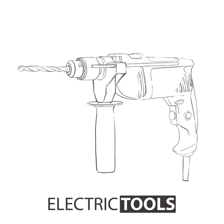 Hand drawn Drill on white backgroundのイラスト素材
