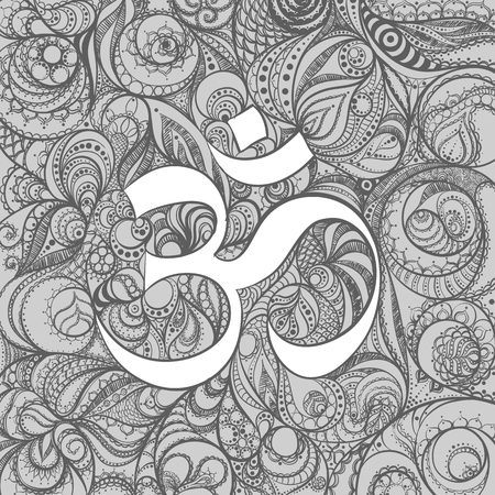 Beautiful Omkara sign with pattern in black and white colors