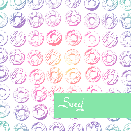 Assorted sweet donuts on white backgroundのイラスト素材