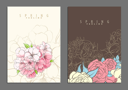 Floral bright colorful cover template for your documentsのイラスト素材
