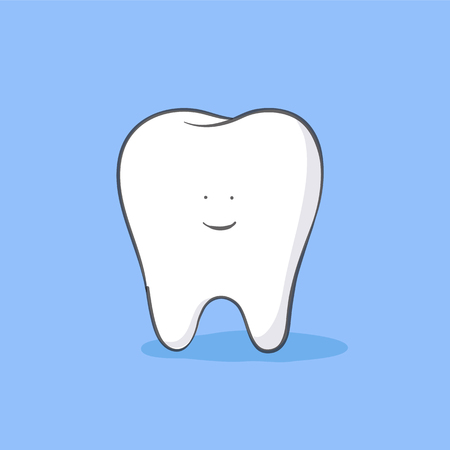 White tooth vector illustration on blue backgroundのイラスト素材