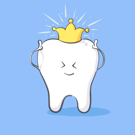 White tooth vector illustration on blue backgroundのイラスト素材