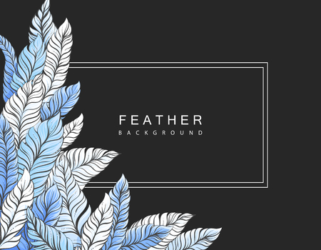Vector illustration with feathers on gray backgroundのイラスト素材