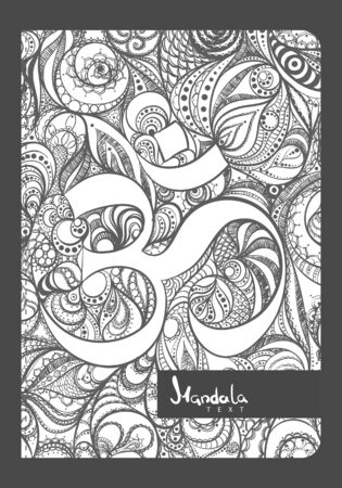 Vector illustration of notebook template with mehndi patternのイラスト素材