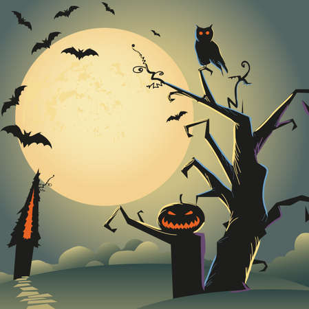 self illustrated beautiful halloween background for your designのイラスト素材