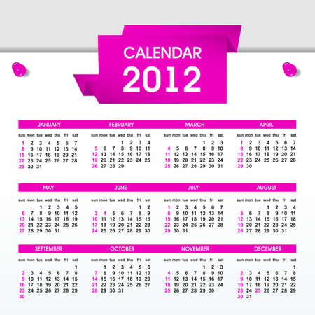 stylish calendar template for 2012, all elements are in separate layers and grouped, easy to editのイラスト素材