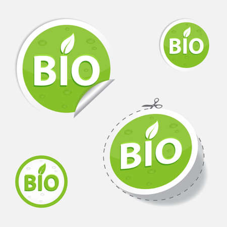 bio green labels and sticker, for your design, eps 10のイラスト素材