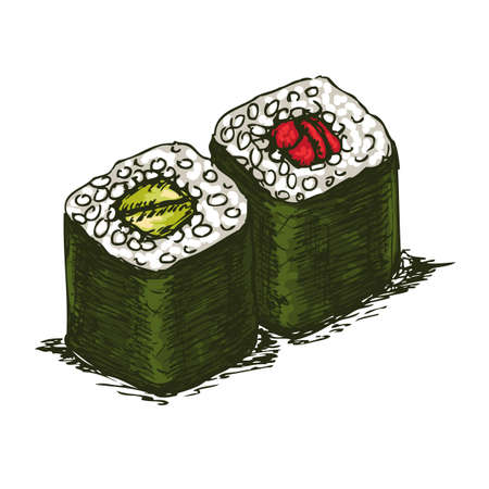 Tasty rolls isolated over white bachkground, vector illustration.のイラスト素材