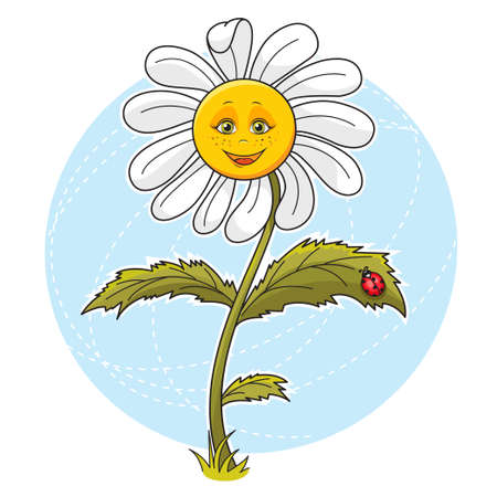 Cartoon illustration of beautiful cute Daisy flower のイラスト素材