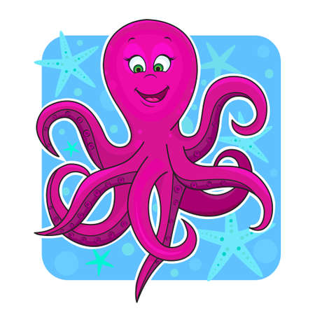 Illustration of fun Cute octopus in the water のイラスト素材