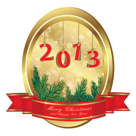 Beautiful Gold Illustration Christmas Greeting Card With Decorations  All elements are grouped and separate in layers のイラスト素材