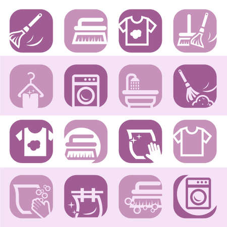 Elegant Colorful Cleaning And Washing Icons Set Created For Mobile, Web And Applications のイラスト素材