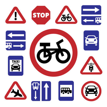 Elegant Traffic Signs Set Created For Mobile, Web And Applications のイラスト素材