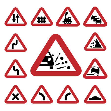 Elegant Traffic Signs Set Created For Mobile, Web And Applications のイラスト素材