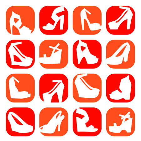 Elegant Fashion Shoes Icons Set Created For Mobile, Web And Applications.のイラスト素材