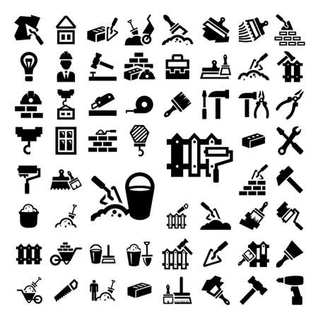 58 Elegant Construction And Repair Icons Set Created For Mobile, Web And Applications.