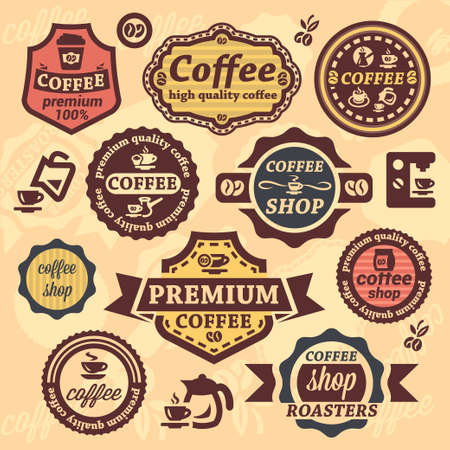 Elegant Coffee Labels And Badges Set.のイラスト素材