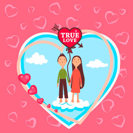 Colorful Valentine's Day Paper Greeting Card.のイラスト素材