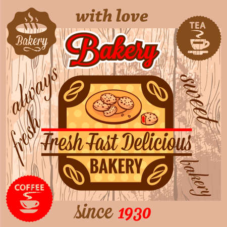 Vector Cafe Bakery Menu in Retro Style.のイラスト素材