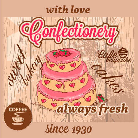 Cafe Confectionery Dessert Menu in Retro Style のイラスト素材