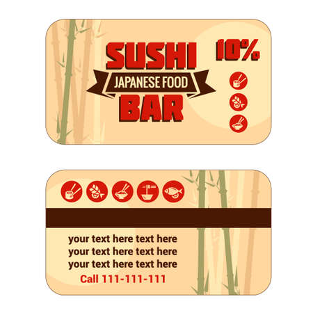Vintage Sushi Bar Discount Card. Vector illustration.のイラスト素材