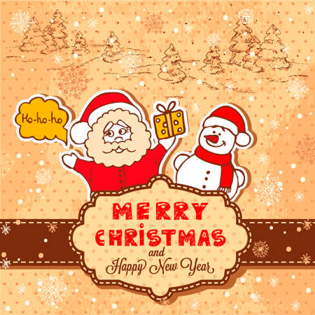 Vector Vintage Christmas Card for Holiday Design.のイラスト素材