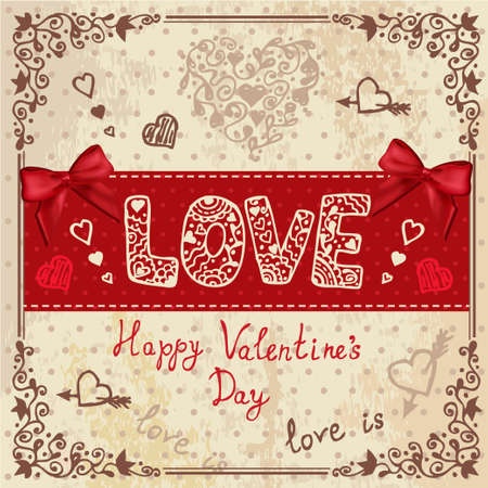 Vintage Valentines Day Design  Vector Illustration のイラスト素材