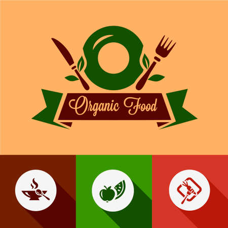 Organic Food Design Elements in Flat Design Style.のイラスト素材