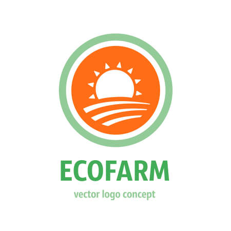 Ecofarm - vector icon concept. Ecology product emblem.のイラスト素材
