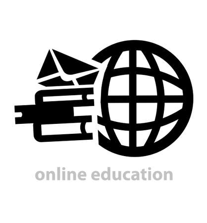 Vector Black Distance Education Concept Icon for web and mobile.のイラスト素材