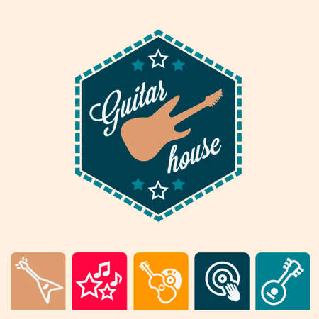 Emblem or logotype elements for music shop, guitar shopのイラスト素材