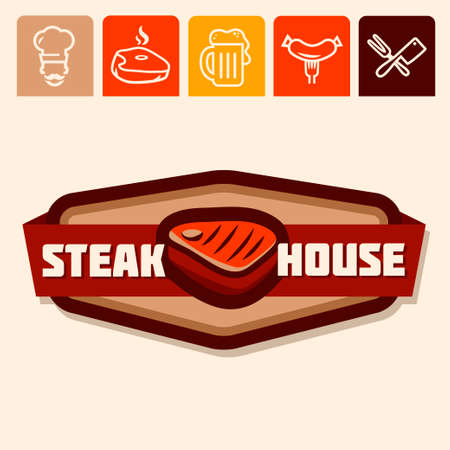Set of badge, label, icons design templates for meat storeのイラスト素材