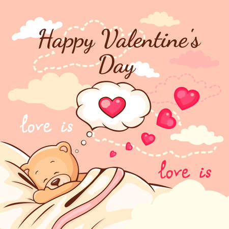 Cute illustration of teddy bear. Use for greeting cards. Vector illustration.のイラスト素材