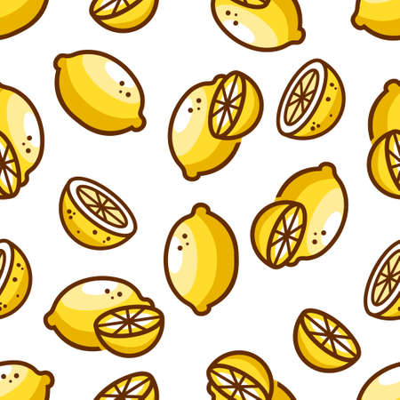 Seamless pattern with lemons for print, card, posters, decoration, cover, textiles. Vector illustration.のイラスト素材