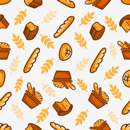 Bakery products seamless pattern. Vector illustration for your design.のイラスト素材