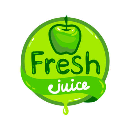 Colorful fresh green apple juice emblem, vector illustration for your design.のイラスト素材