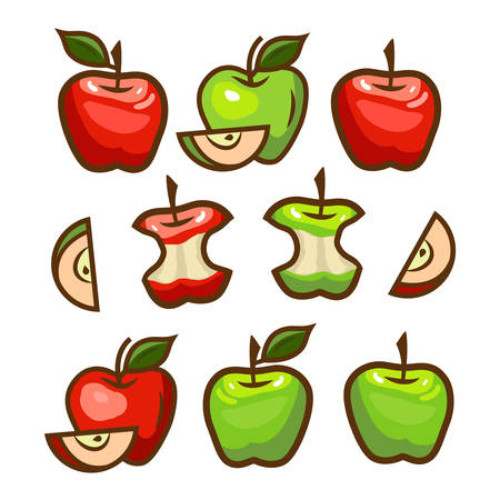 red and green apples setのイラスト素材