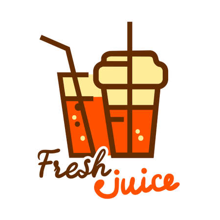 Colorful fresh orange juice emblem, vector illustration for your design.のイラスト素材