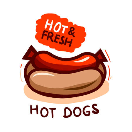 Set of badge, label, logo, icons design templates for american hotdog.のイラスト素材