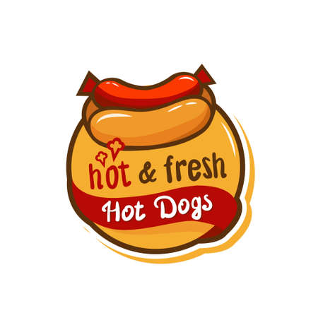 Hotdog sandwich emblem design isolated vector illustrationのイラスト素材